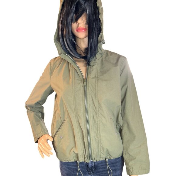 J.Crew Womens Hooded Windbreaker Cropped Jacket Size XXS Olive Green - Picture 1 of 9